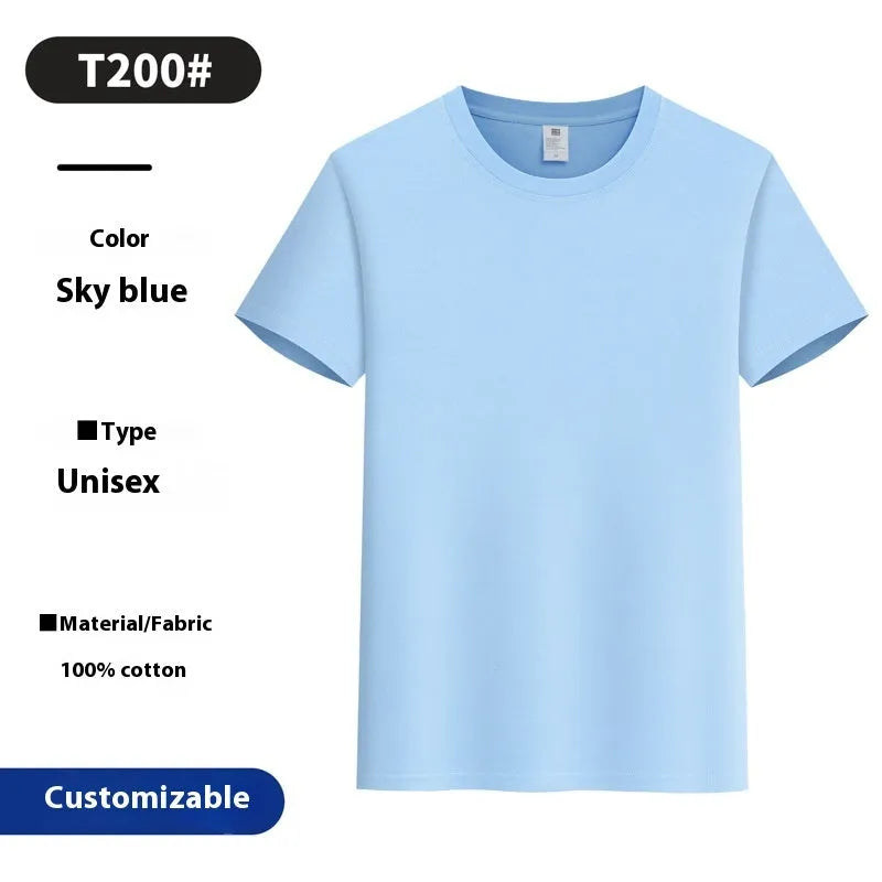 Round neck cotton summer top in solid colour, loose pullover style, sizes S to 5XL
