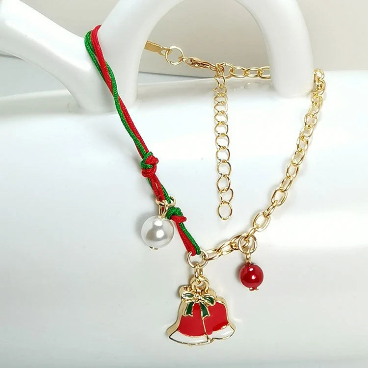 Charming Christmas bracelet with festive charms like Santa, snowmen, and snowflakes