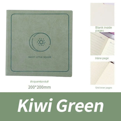 Square faux leather mesh cover notebook open on a blank Daolin paper page.