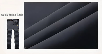 Versatile stretchable cargo pants for men with reinforced stitching, water-repellent properties, and convenient zipper pockets for outdoor adventures