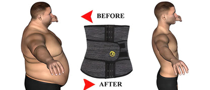 FatMaster Waist Slimming Body Shaper Trainer in grey and black colors, featuring neoprene and flex design for fat-burning and body contouring.