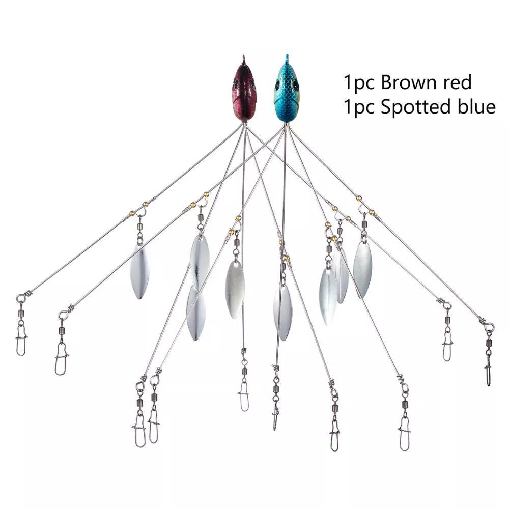 Bassdash Umbrella Fishing Lure with 5 swivels and metal sequins for enhanced fish attraction