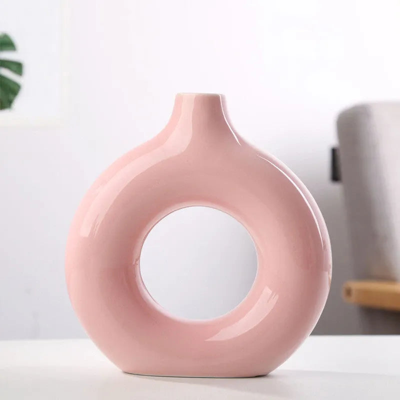 Porcelain biscuit vase with frosted finish in neutral colour option for flower arranging