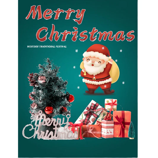 Double-sided flannel Christmas blanket with elk snowman Santa print in four sizes from 75cm to 200cm