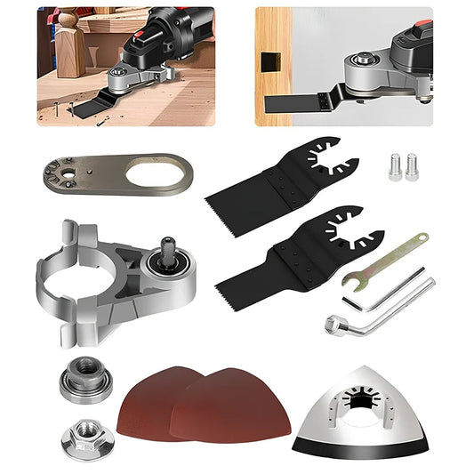 Metal cutting hand grinder adapter with conversion head, wrench set, sandpaper, grinding disc and high carbon steel saw blades