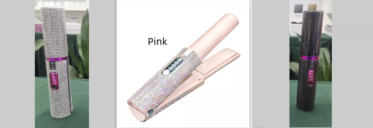 2-In-1 Electric USB Hair Straightening Brush with ceramic coating for healthy styling