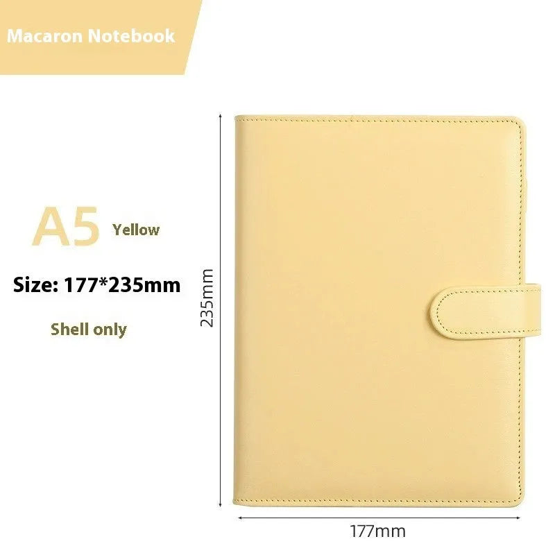 Solid colour A5 PU leather notebook shell with zipper closure in various colour options