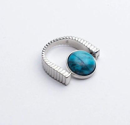 Natural Stone Fidget Spinner Ring in gold and silver finishes for stress relief