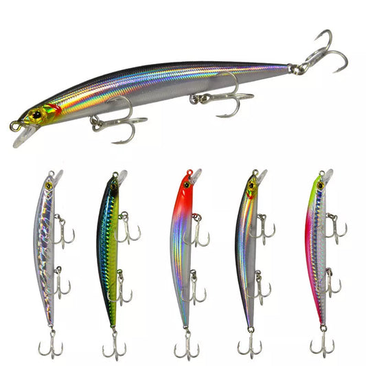 Bass fishing topwater lure with treble hook in various colors