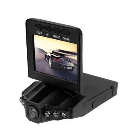 H198 HD car DVR with six-light infrared night vision, 2.4-inch screen, and parking monitor features
