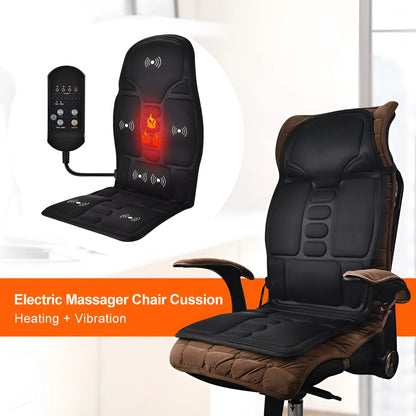 Black electric cervical massager with wireless remote control and OPP storage bag