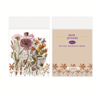 Enchanting transparent floral and mushroom stickers for DIY journaling and crafting