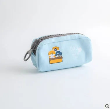 Leather pencil case, 22cm x 9.5cm x 7cm, zip closure, animal and fruit patterns, 18 colours