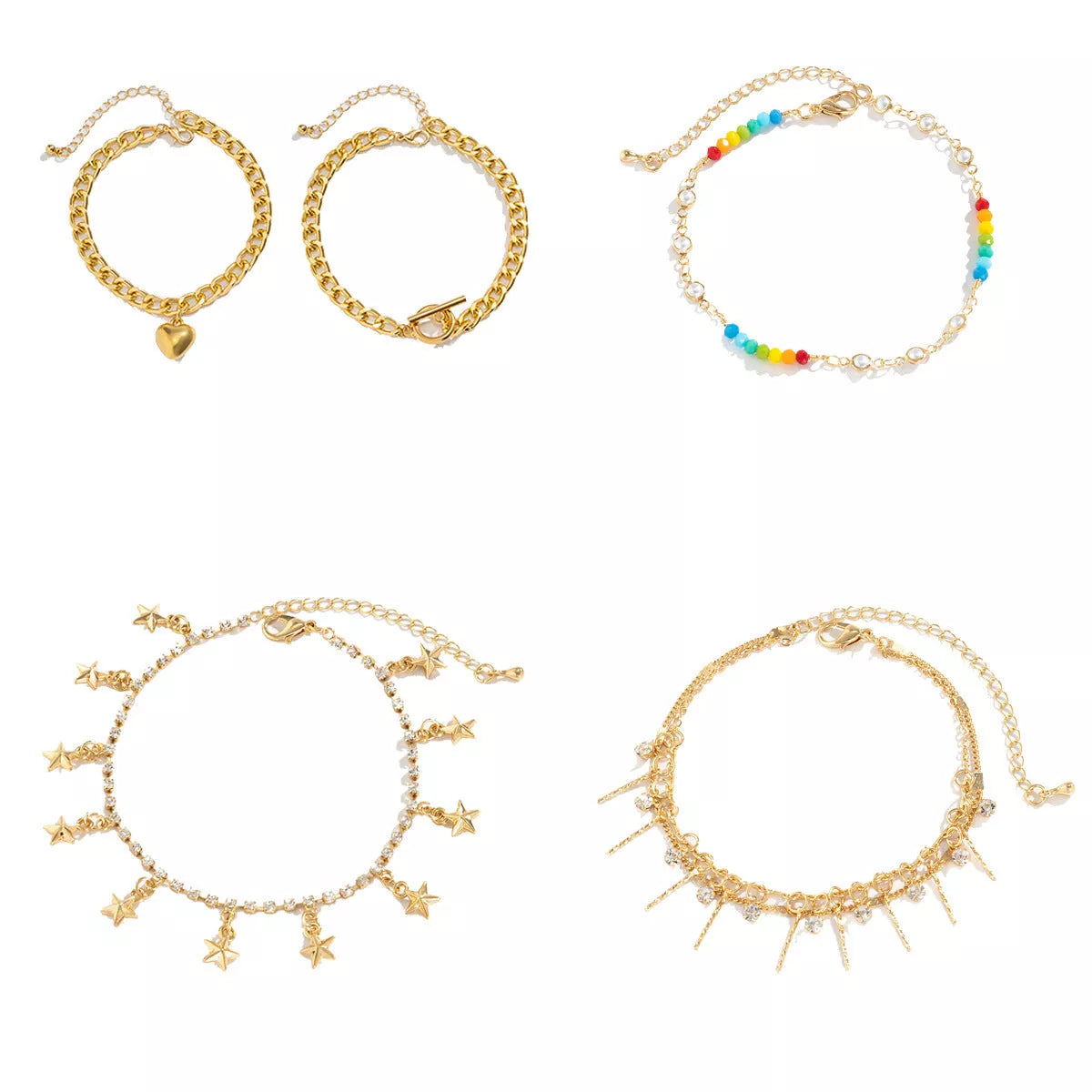 Beach Star Tassel Ankle Ring in gold and black, lightweight summer jewelry