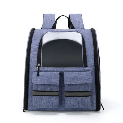 Foldable Oxford cloth pet bag in grey with double shoulder pull rod and breathable soft-sided design