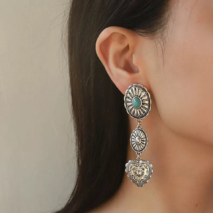 Semi-precious stone beaded twin earrings for women in original design with crosses and hearts