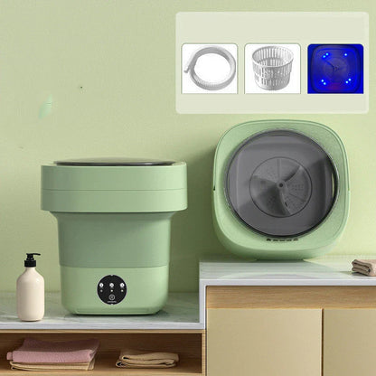 Compact, foldable portable washing machine with three timer settings and energy-efficient design