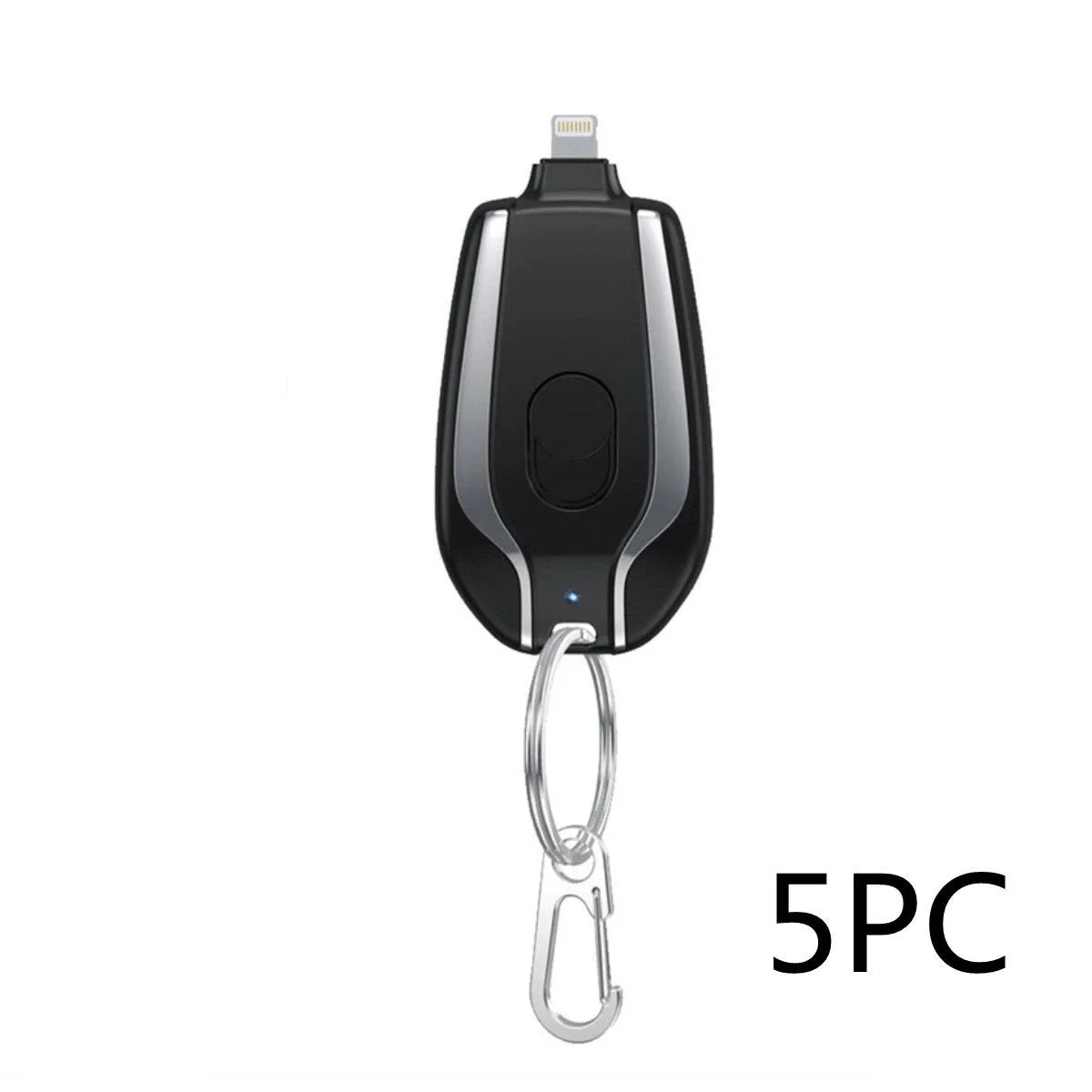 Compact 1500mAh Mini Portable Power Bank with Waterproof Rubber Exterior, Carabiner Clip, and Fast Type-C Charging