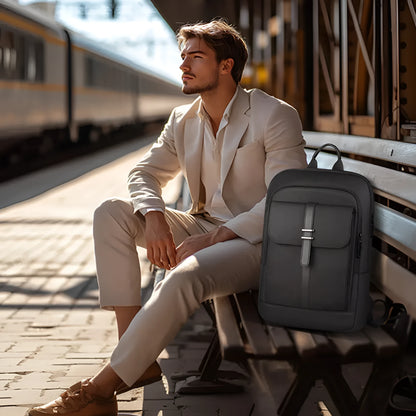Black lightweight Oxford cloth backpack for business commute and daily use