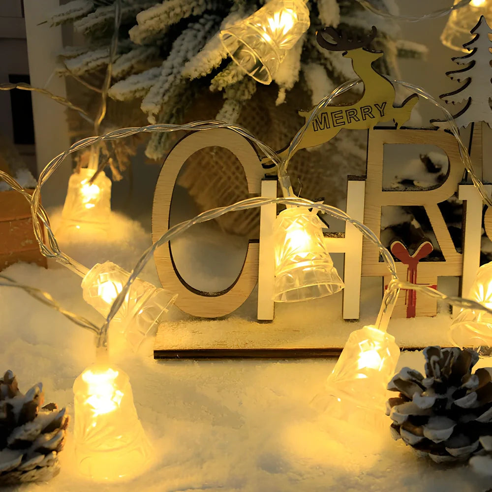 LED Christmas light string in deer shape, 1.5m length with 10 beads emitting 3000 lm, battery box and PVC construction for holiday decor