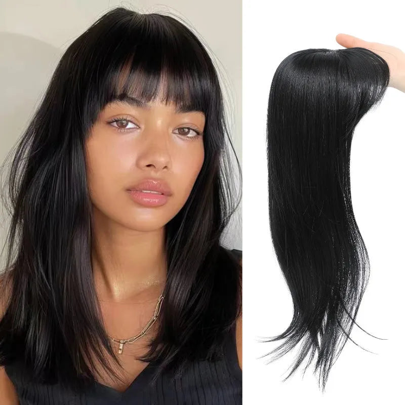 Synthetic inner buckle clip-in hairpiece wig in six colour style options.