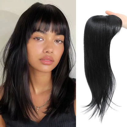 Synthetic inner buckle clip-in hairpiece wig in six colour style options.