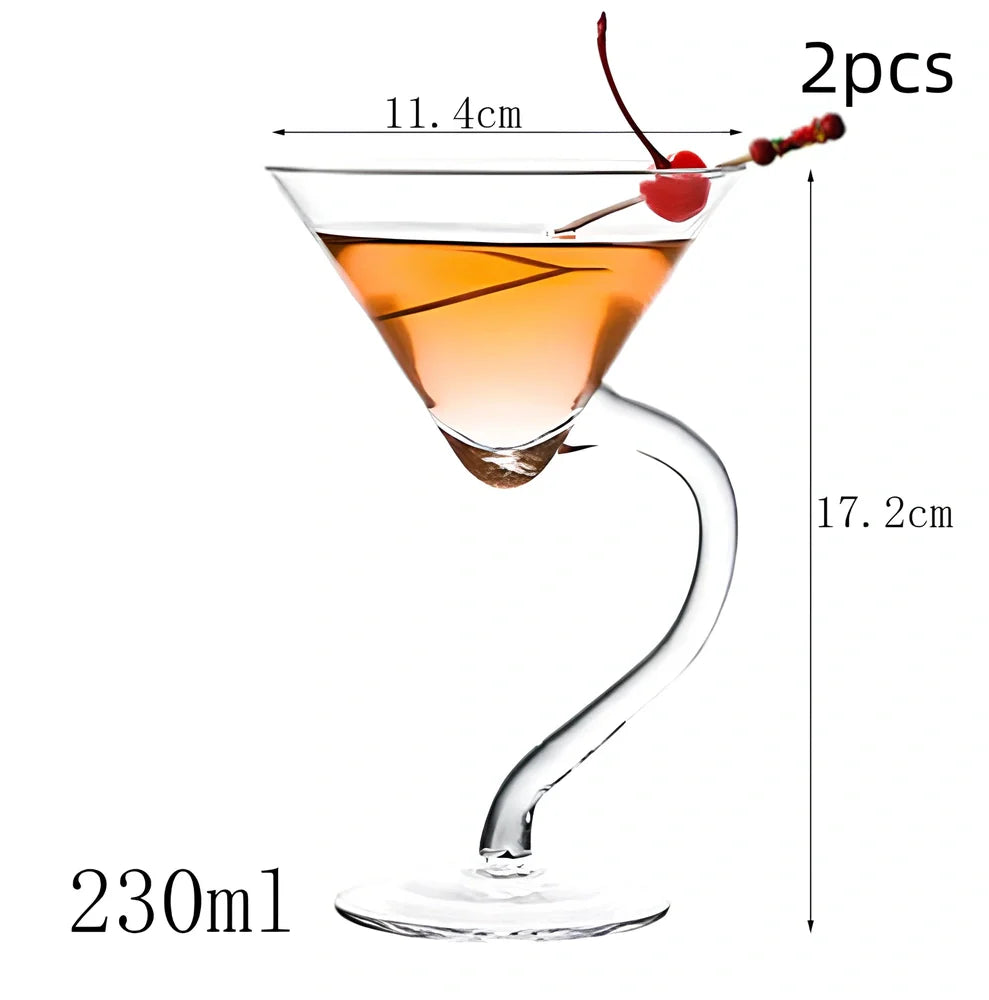 Creative transparent lead-free glass cup with seamless flat base for cocktails, 210ml capacity