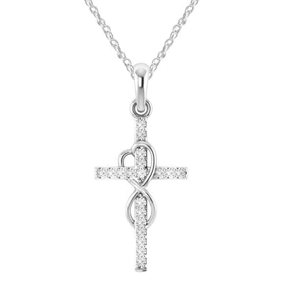 Alloy pendant necklace with diamond and eight-character cross design in gold, silver, and rose gold