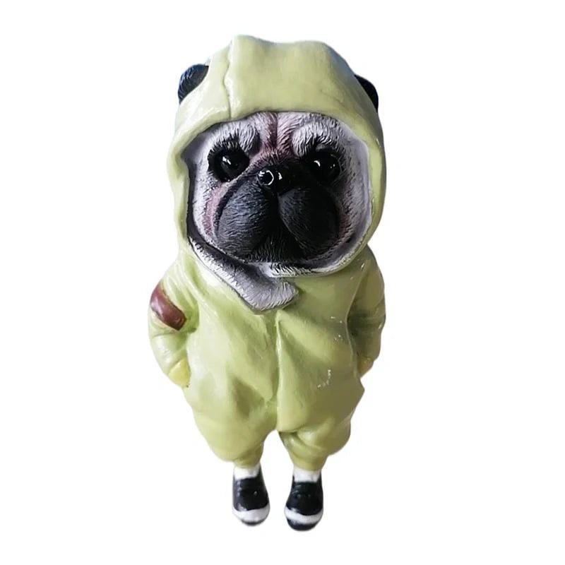 Handmade Mogwai dog figurines in green, light pink, black, and deep pink colors