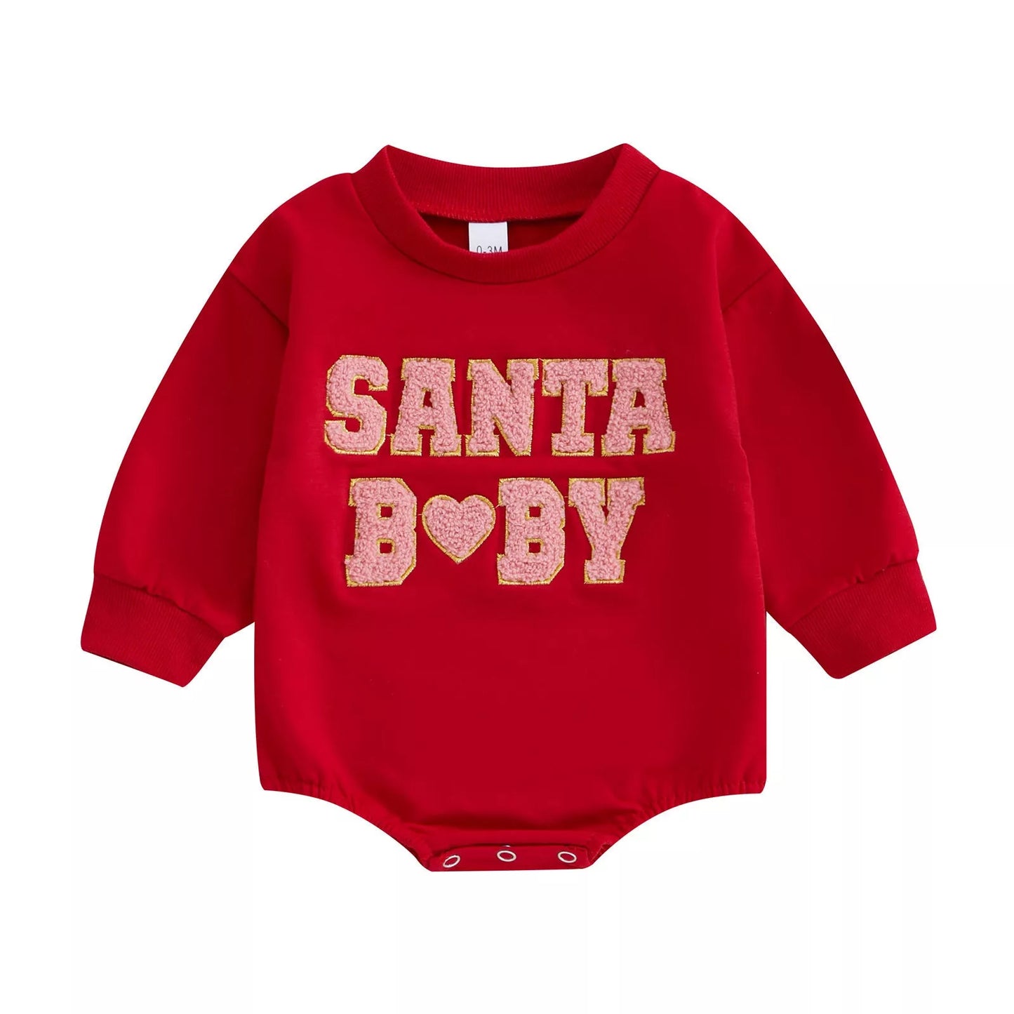 Christmas-themed cotton romper with letter embroidery for newborns and toddlers