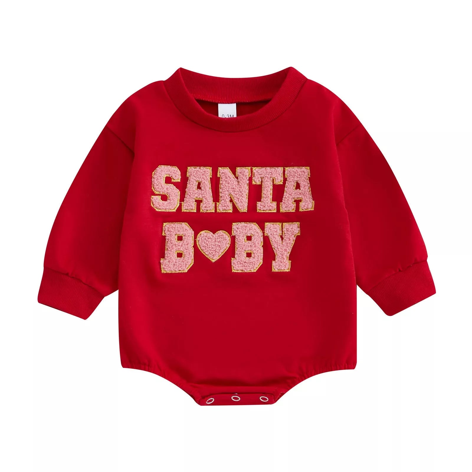 Christmas-themed cotton romper with letter embroidery for newborns and toddlers