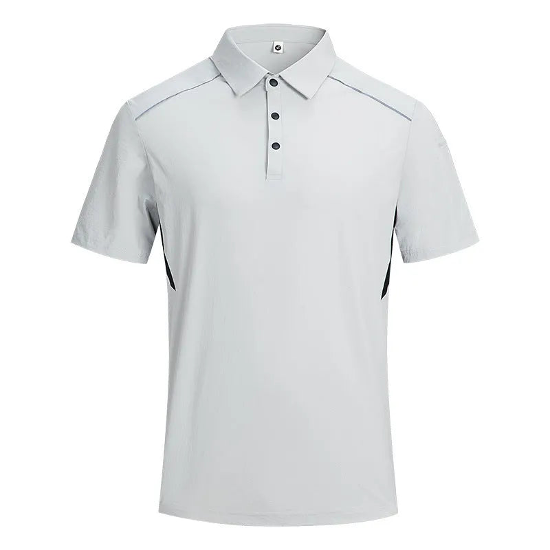 Silver white gray work t-shirt with short sleeves featuring ice feeling quick-drying technology