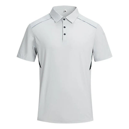 Silver white gray work t-shirt with short sleeves featuring ice feeling quick-drying technology