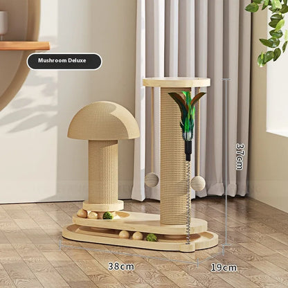 Solid wood cat scratching post with turntable base, 50cm tall with 30cm diameter