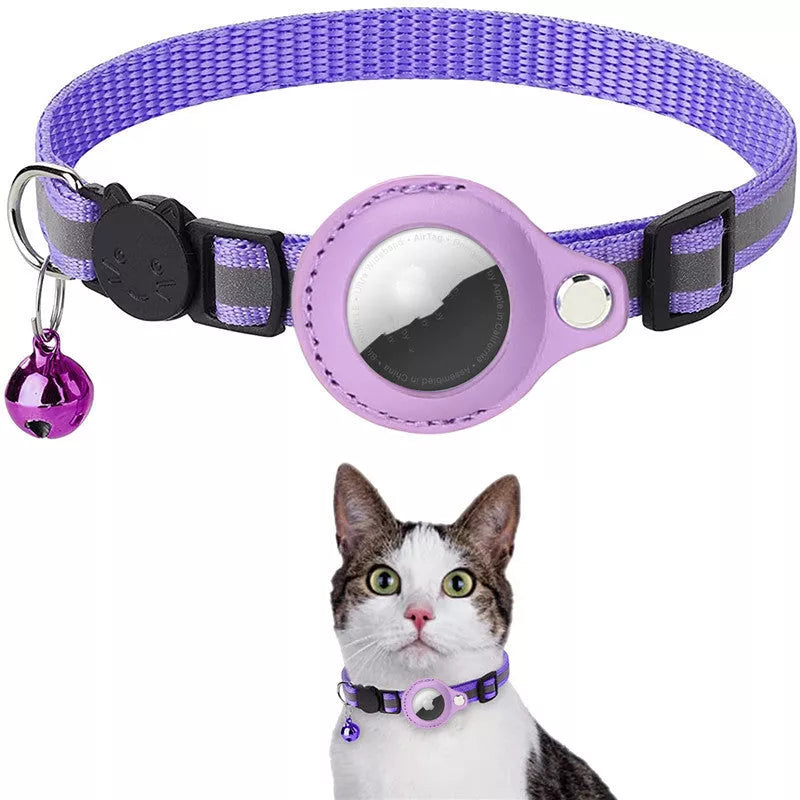Waterproof reflective nylon collar holder for AirTag, available in multiple colors