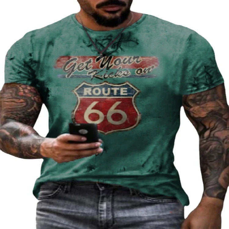 Stylish round neck t-shirt with bold digital print design, made from soft, breathable fabric for all-day comfort