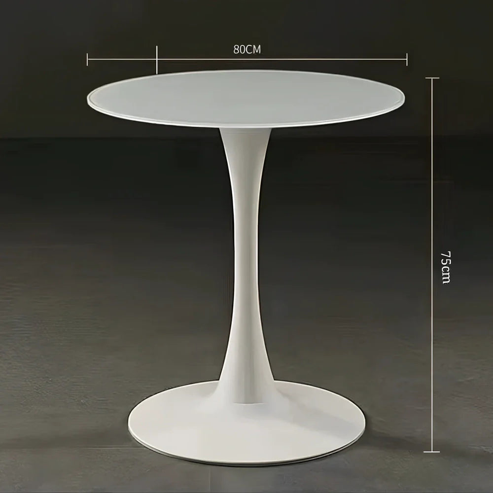 Scandinavian style coffee table with folding chairs in white finish, 60cm diameter