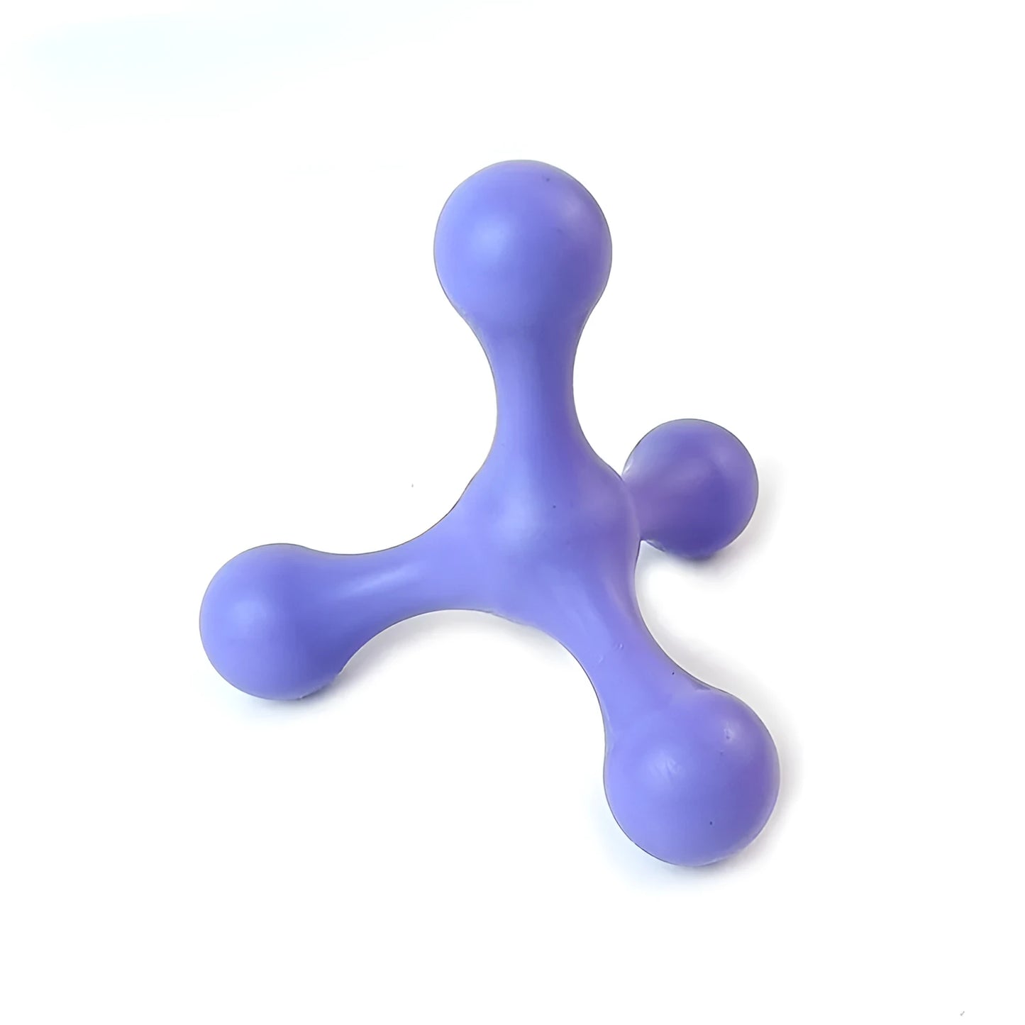 Blue silicone puppy chew toy with three-leg design measuring 9.5cm for teething relief