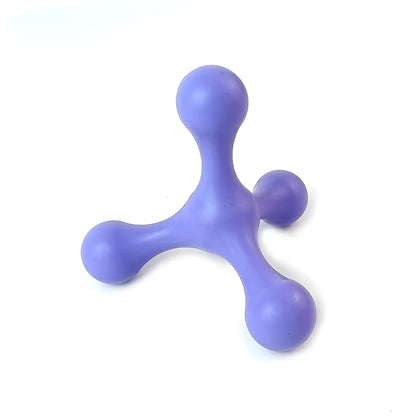 Blue silicone puppy chew toy with three-leg design measuring 9.5cm for teething relief