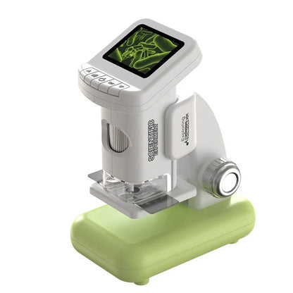 Smart digital microscope with electronic belt display and 13 educational accessories including dissecting tools and specimen materials