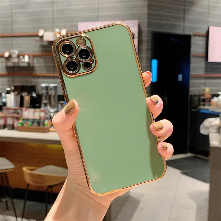 Luxury solid colour electroplated phone case for iPhone 13 with geometric graffiti design