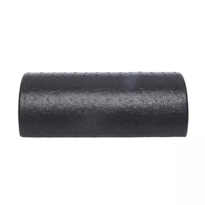 Semi-circular yoga foam roller in black, 30cm length, for muscle massage and stretching
