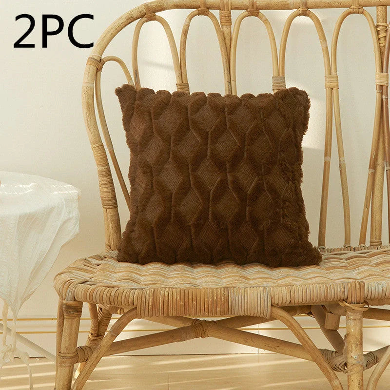 Luxury fur cushion cover in various colors, perfect for sofa or bed decor