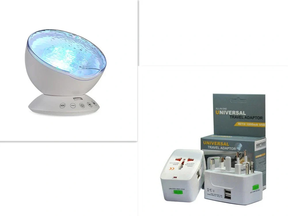 Ocean Wave Projector measuring 12.6x10.5cm with remote control projecting colourful waves on ceiling