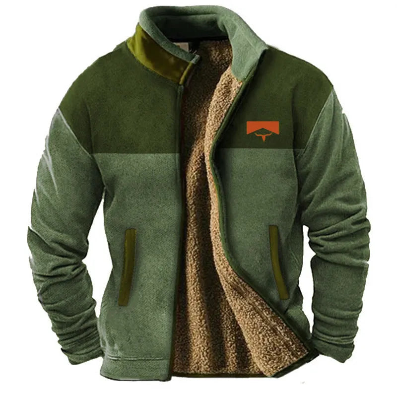 Men's padded coat in green or light brown, polyester fibre construction, sizes S to 5XL