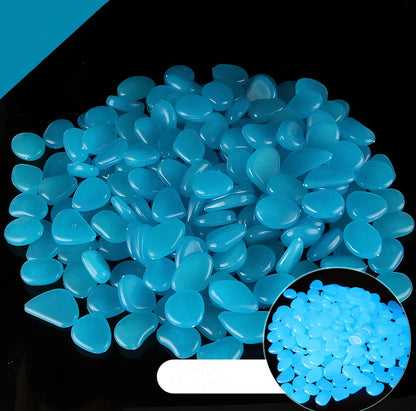Blue, green, and white glow in the dark resin rocks for aquarium decoration with irregular shapes