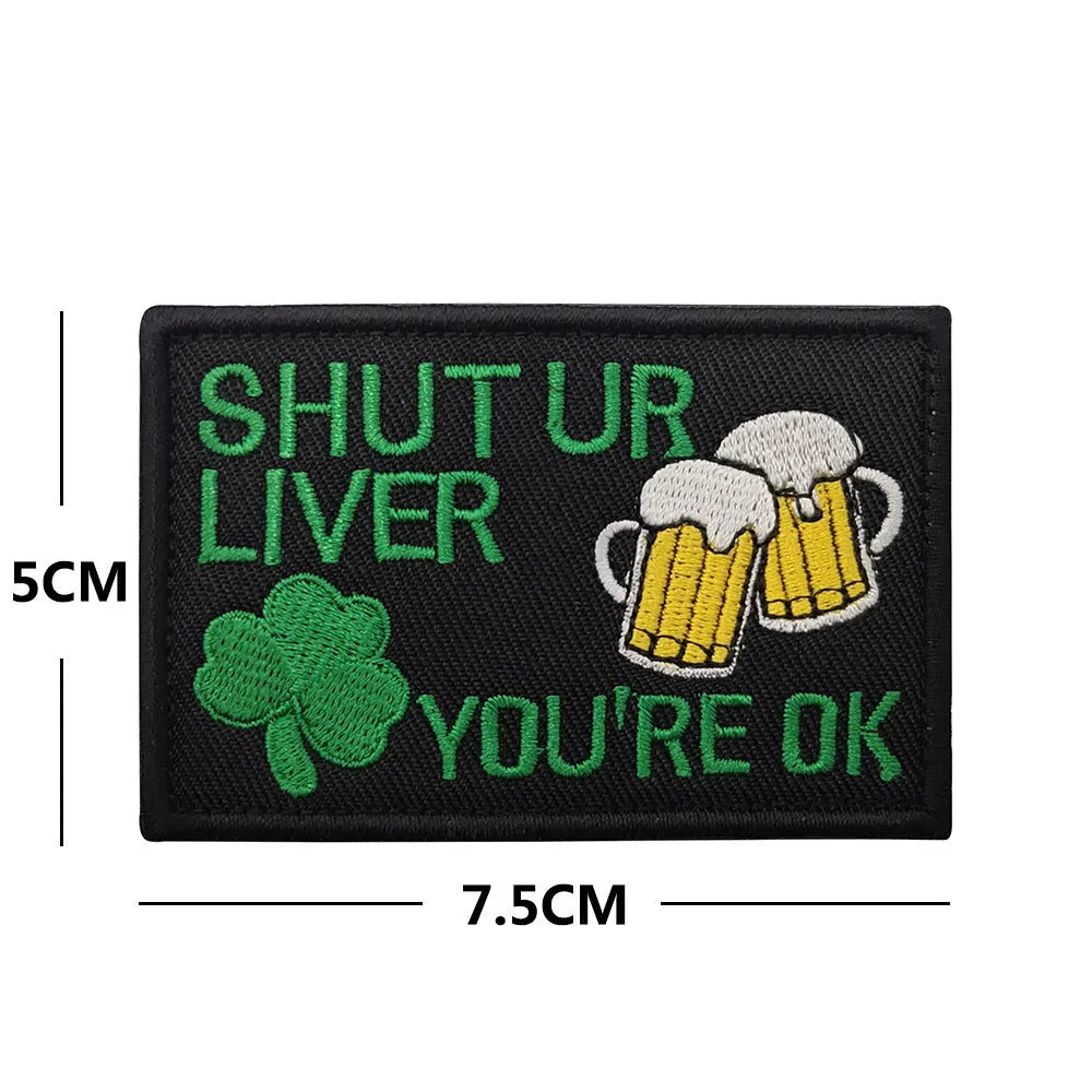 Outdoor embroidered fabric badge with Velcro backing showing detailed embroidery design