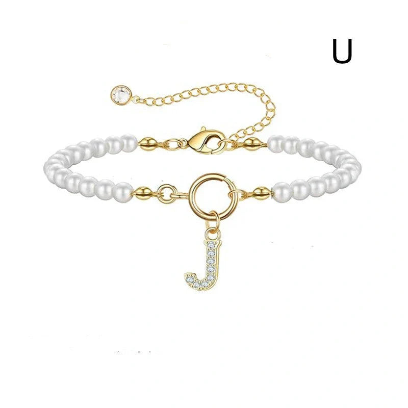 2024 fashion initial pearl bracelet for women with toggle clasp