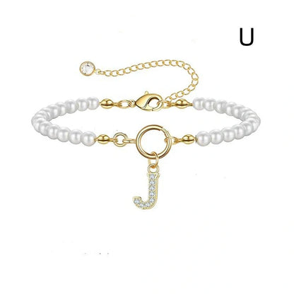 2024 fashion initial pearl bracelet for women with toggle clasp