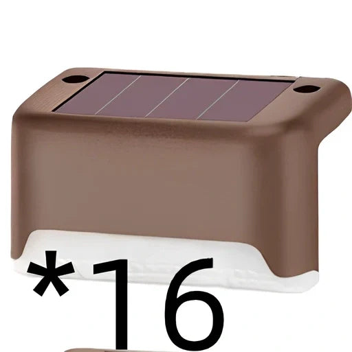 Coffee-coloured solar step light with amorphous silicon panel for outdoor staircase and garden illumination